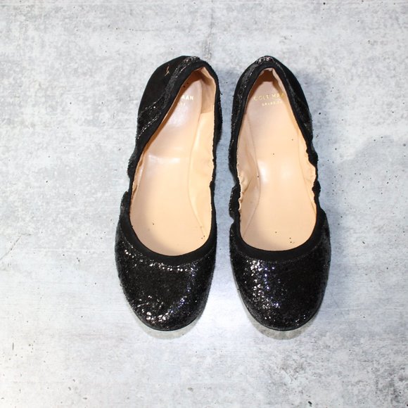 Cole Haan Avery Black Glitter Ballet Flats sz 6.5 - Picture 3 of 7